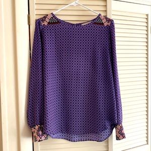 LOFT Geometric Floral Shirttail Blouse